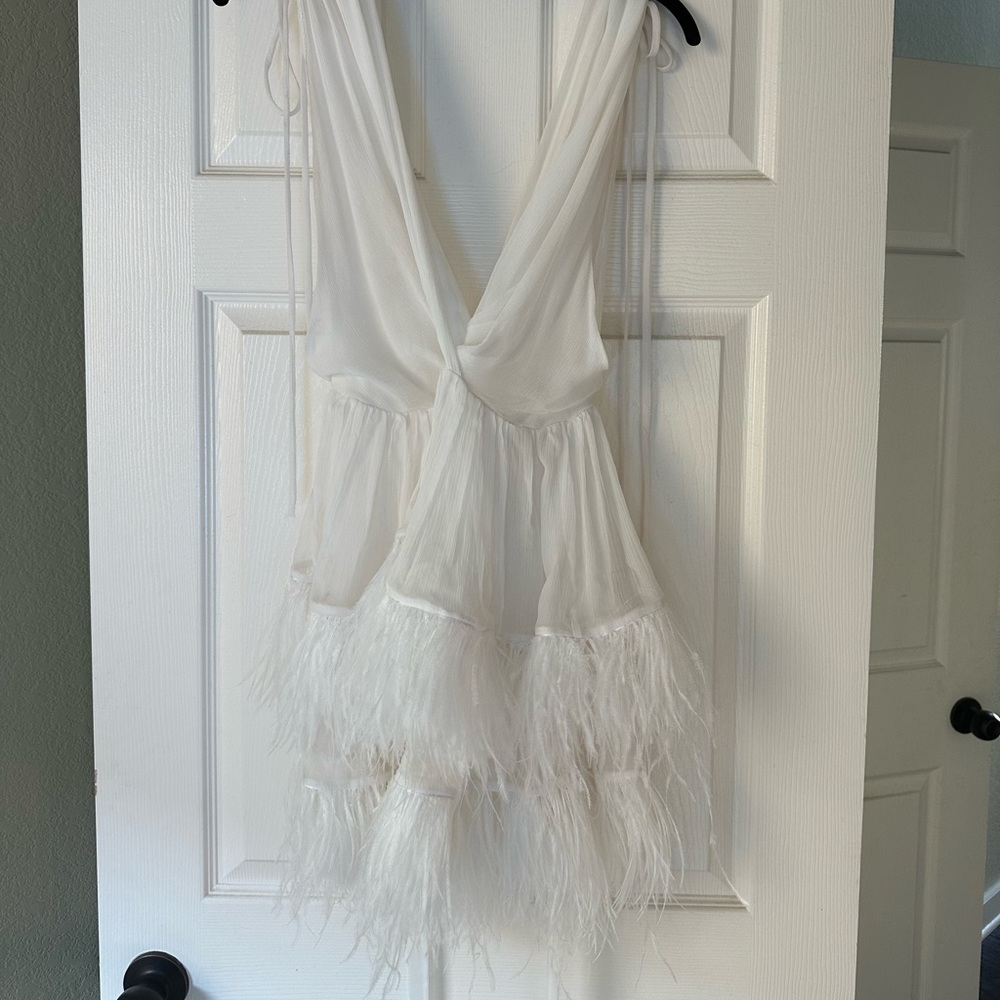 Dana Foley Two Tier Feather Dress